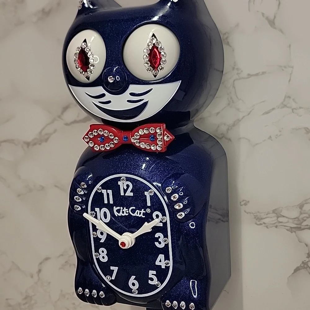 Rare Jeweled Red, White & Galaxy Blue Kit-Cat Klock LIMITED EDITION - Picture 6 of 16